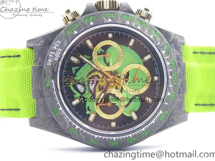 0507 Daytona DIW Carbon V2 WWF Best Edition Black Green Dial On Green Nylon Strap A UrbanChic 3110